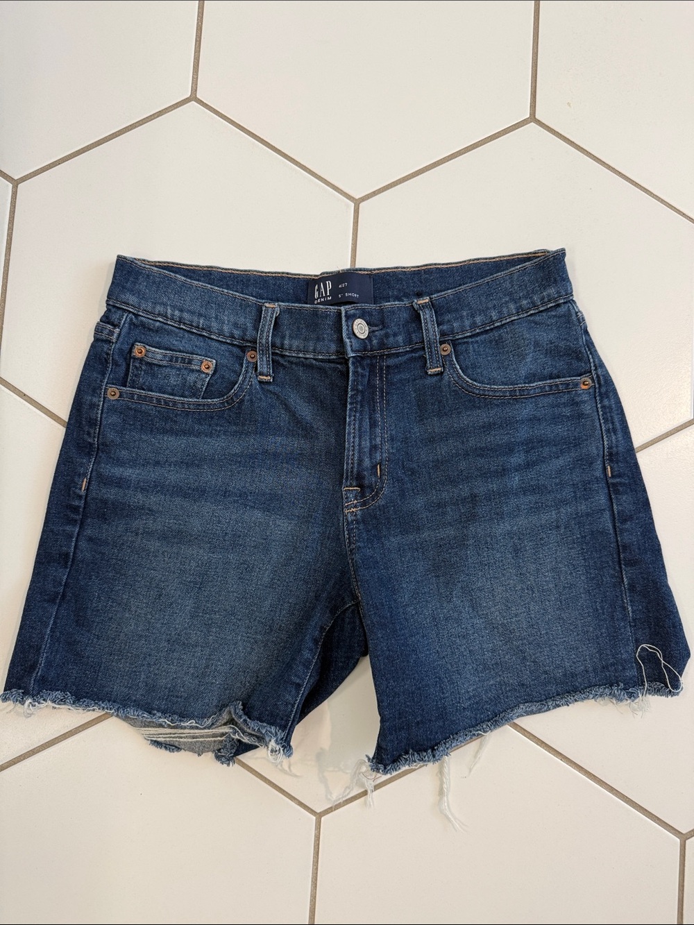 GAP Indigo Frayed Hem Denim Shorts